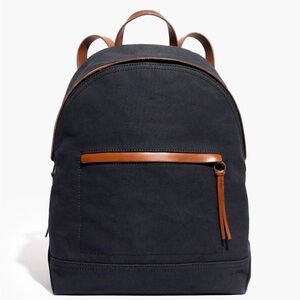 Madewell The Charleston Backpack in Black Sea color with Leather Trims